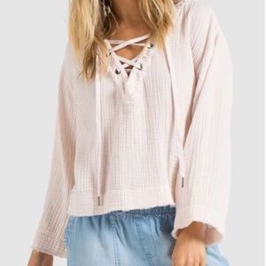 Bella DAHL Top Boho Lace Up Cotton Shirt XS